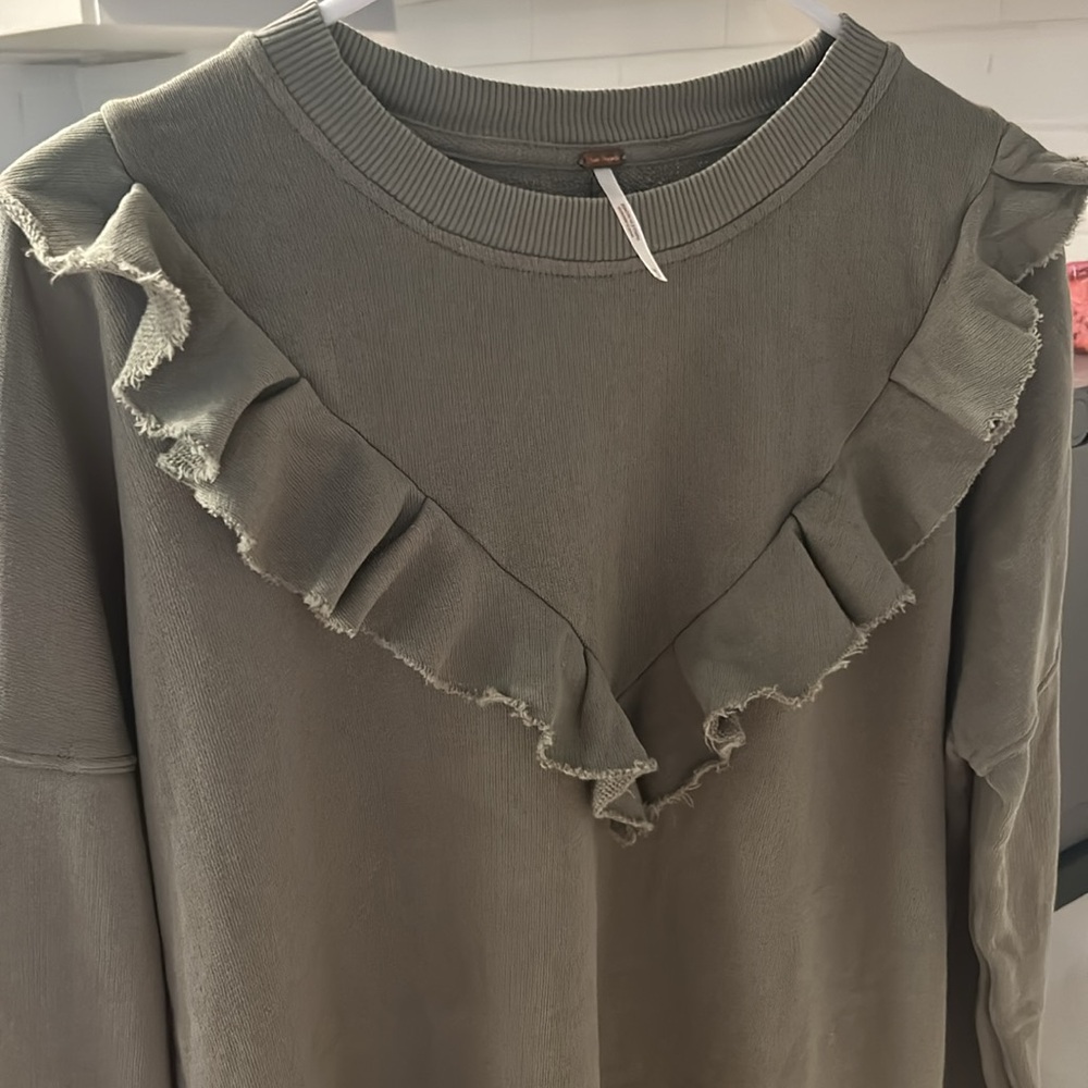 Like New Free People Ruffle Sweatshirt. Size Medium
